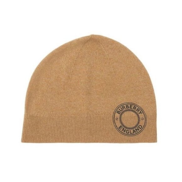 Burberry BB Roundel Logo Graphic Cashmere Blend Beanie Camel - Picture 2 of 10